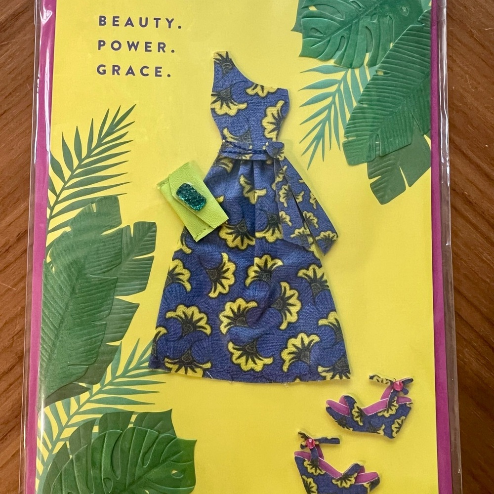 NWT! Papyrus Greeting Card W/ Purple & Yellow Dress Design